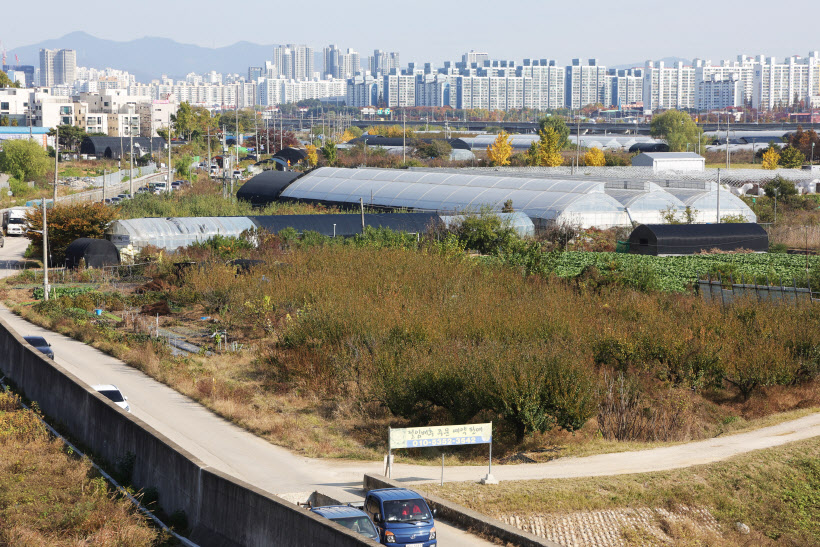 국토교통부는 5일 수도권 지역 4곳에서 그린벨트 일부를 해제하는 등의 방법으로 신규 택지를 조성해 주택 5만가구를 공급하겠다고 발표했다. 사진은 그린벨트가 해제되고 3만가구 규모의 신규 택지가 조성되는 고양 대곡역세권 일대의 모습. 2024.11.5 /연합뉴스