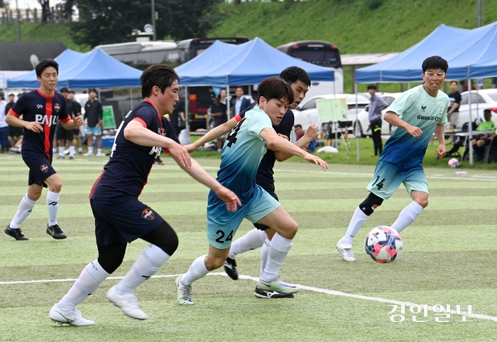 지난 제21회 경기도지사기 공무원 친선 체육대회에서 파주시와 광주시 공무원들이 축구경기를 하고 있다. 2024.9.12 /광주시 제공