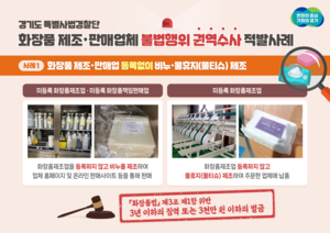 경기도 특사경, 화장품 제조업체 위반행위 14건 적발