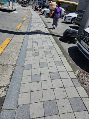 어르신들 넘어질라… 기울어진 보도, 폭도 좁아 '보행권' 위협